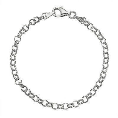 Solid 925 Sterling Silver 4mm Thick Italian Round Rolo Cable Link Chain Anklet
