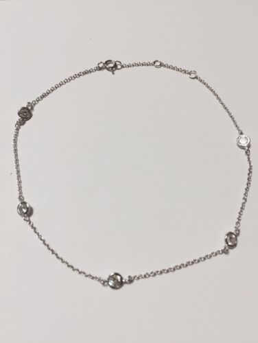 925 Sterling Silver Diamond By The Yard Anklet Bracelet 9"-10"