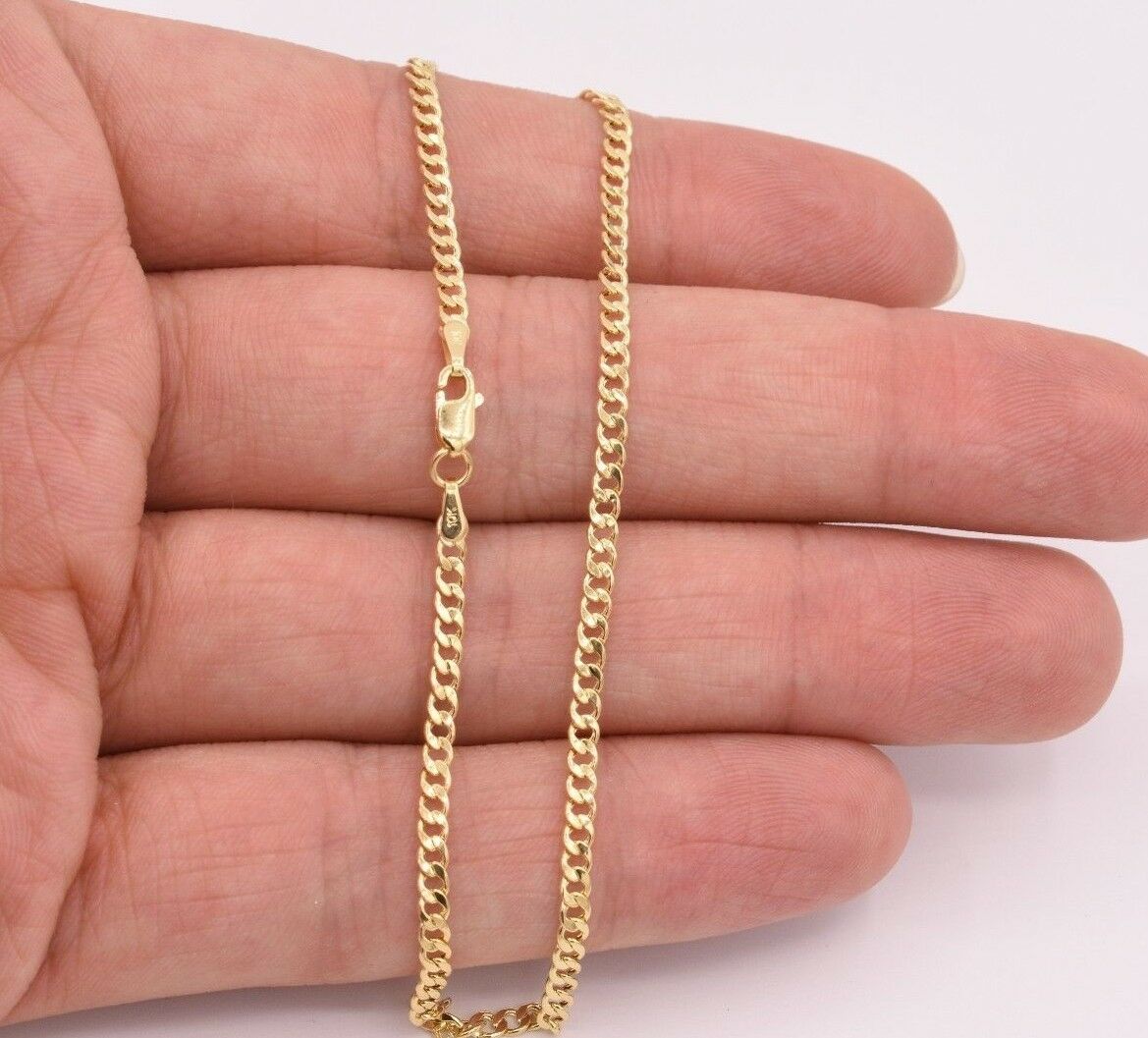 2.5mm Miami Curb Cuban Chain Ankle Anklet Real 10k All Yellow Gold 10"