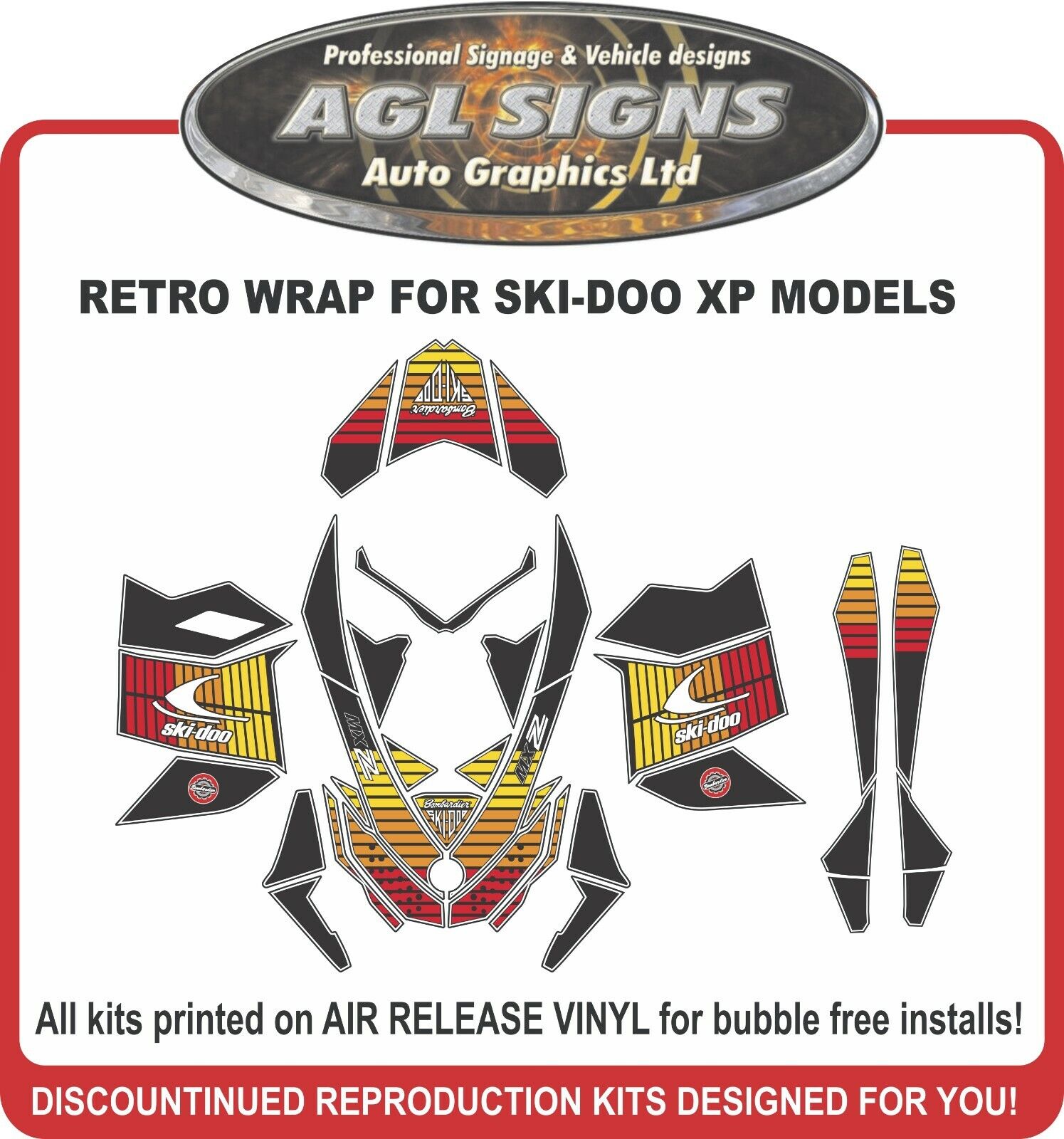 Retro Sled Wrap For Ski-doo Xp  2008 - 2012  Mxz Renagade Summit Decals Graphics