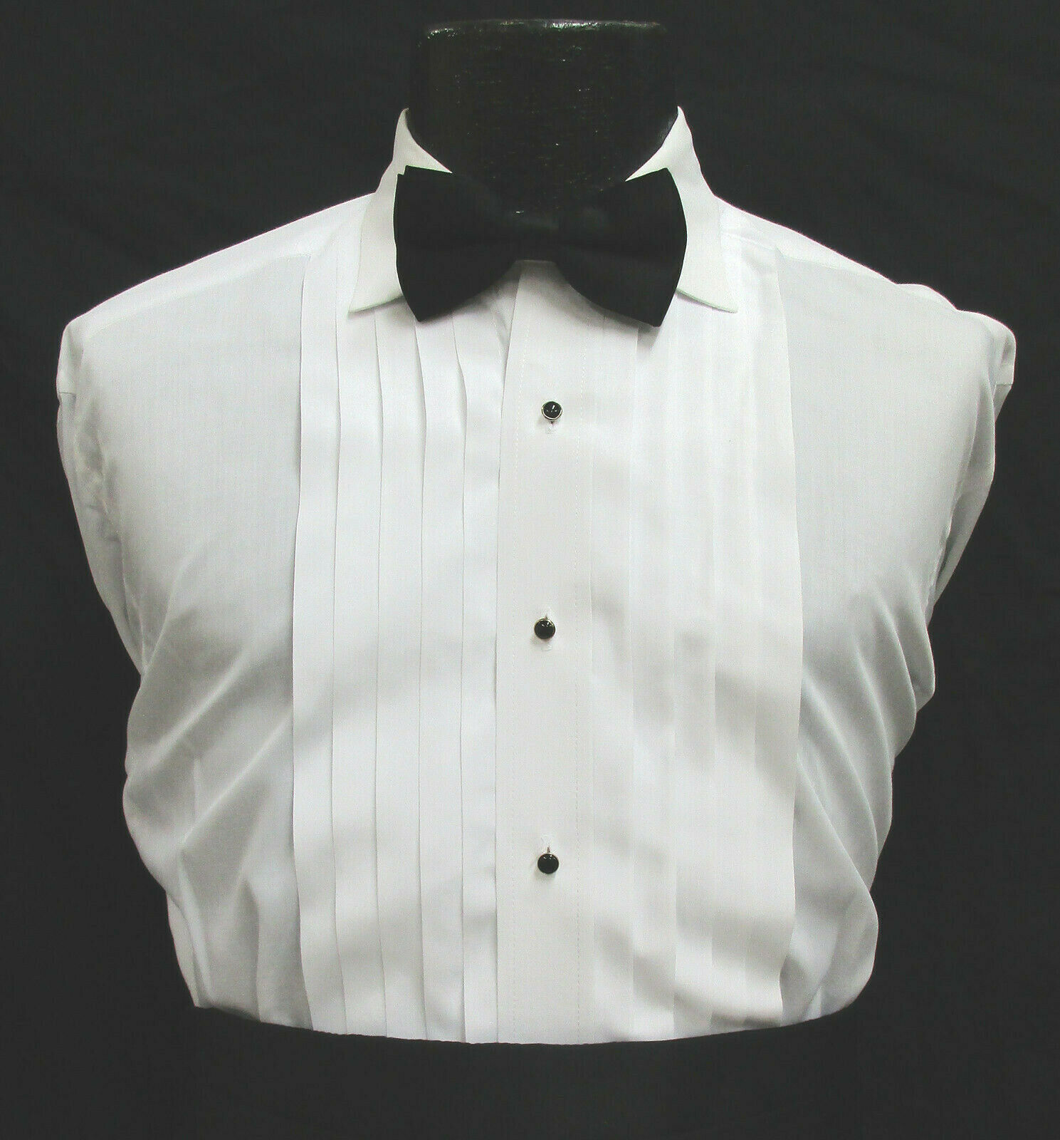 White Pleated Front Laydown Collar Tuxedo Shirt Wedding Prom Mason *choose Size*