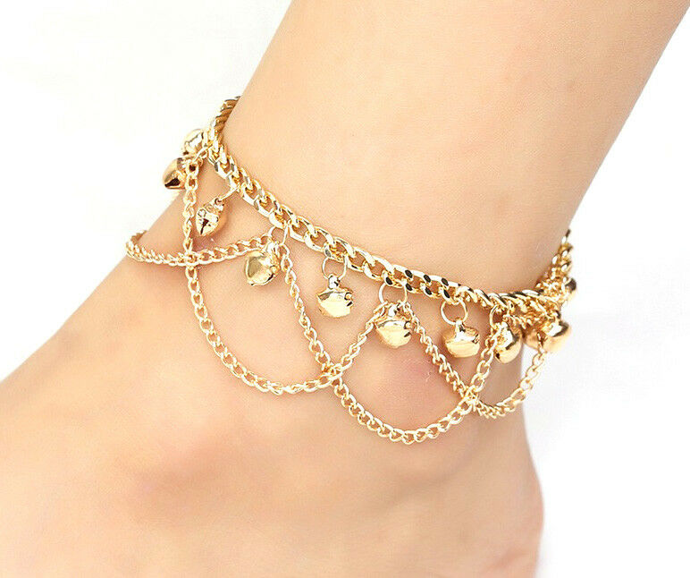 14k Gold Womens Adjustable Layers Anklet Ankle Link Chain Bracelet  D579d