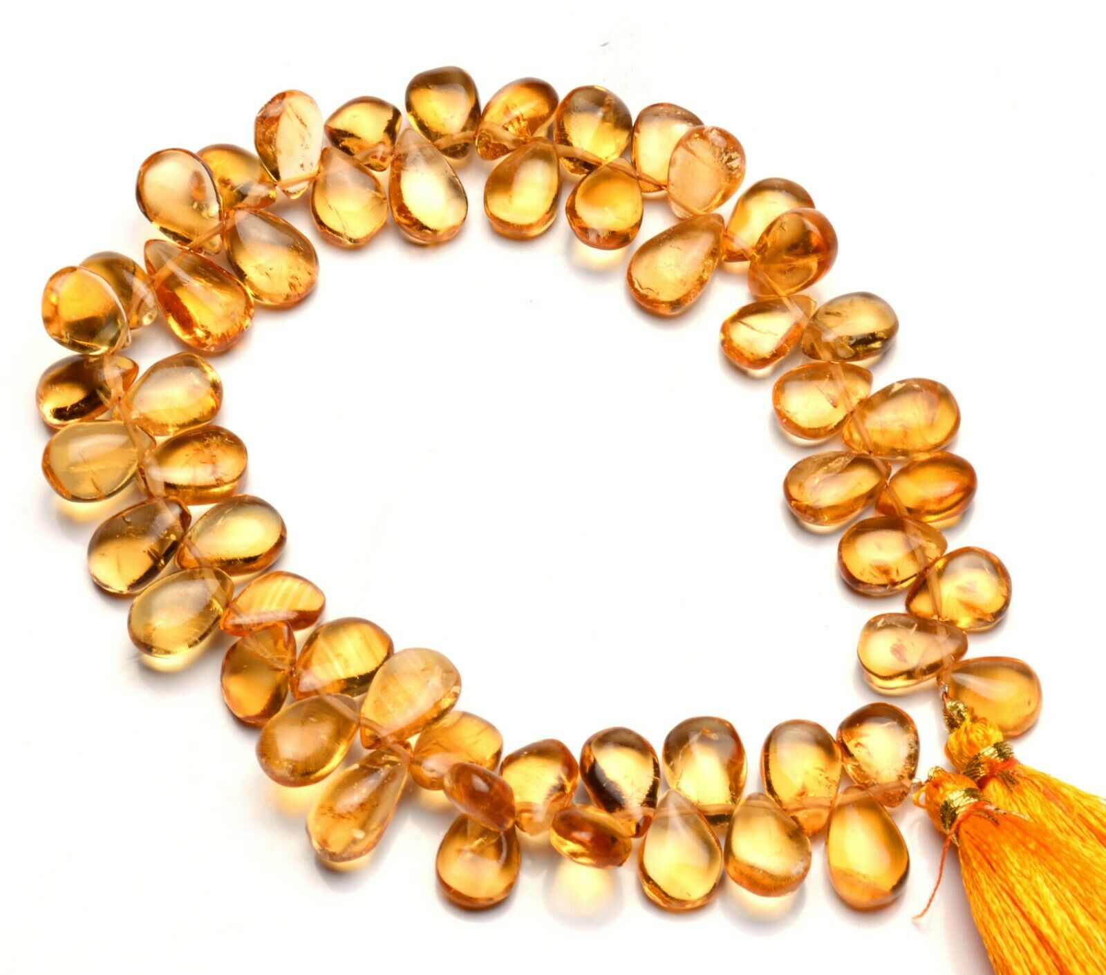 Natural Gem Citrine 11x8 To 12x9mm Smooth Pear Shape Briolette Beads 10" Strand