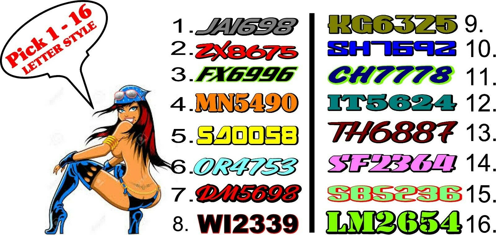 Custom Snowmobile Registration 2" Numbers Pair Decals Sticker Vinyl 2 Color Sled