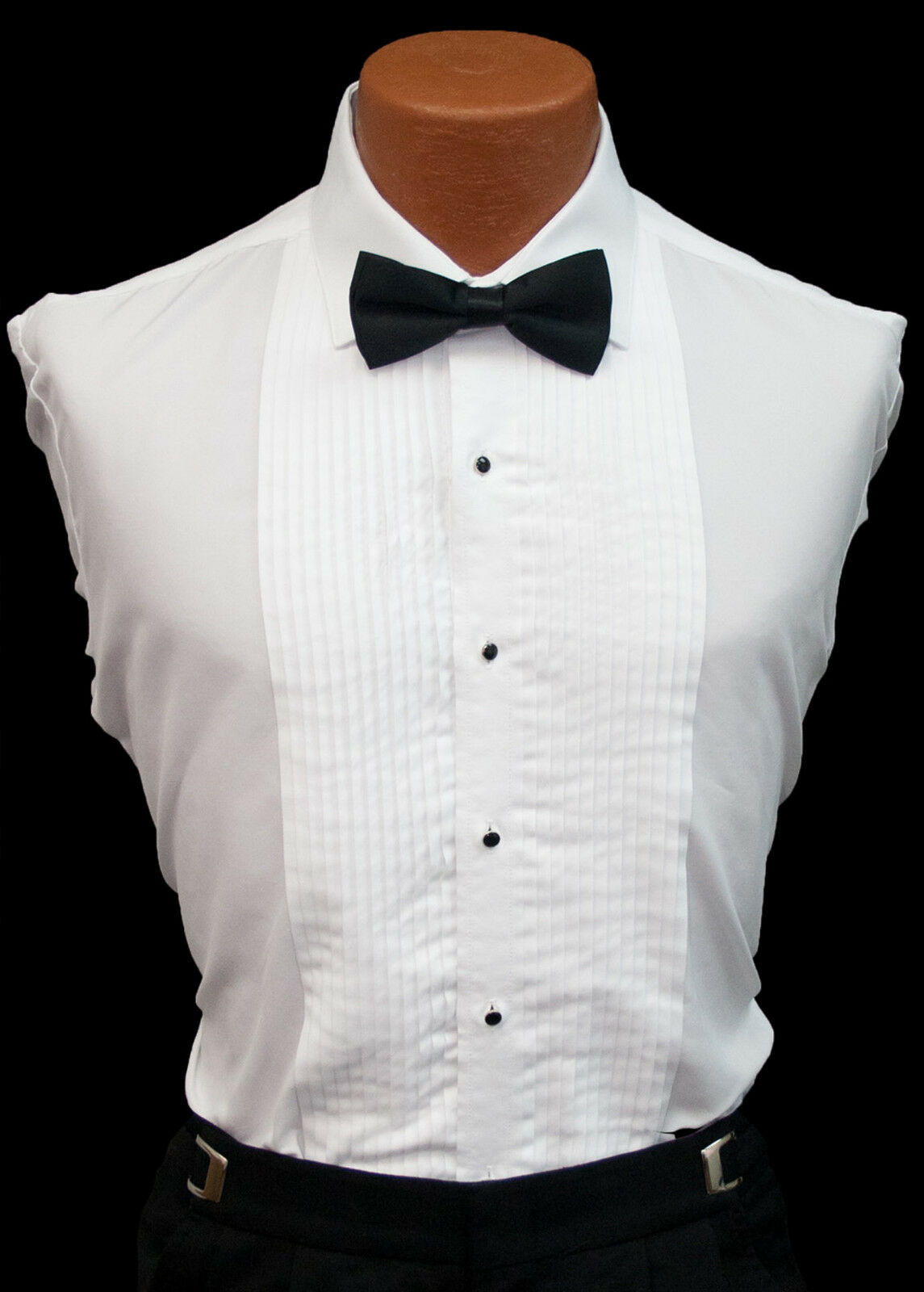 New Men's White Tuxedo Shirt Wing Or Laydown Collar Standard Cuffs Pleated Front