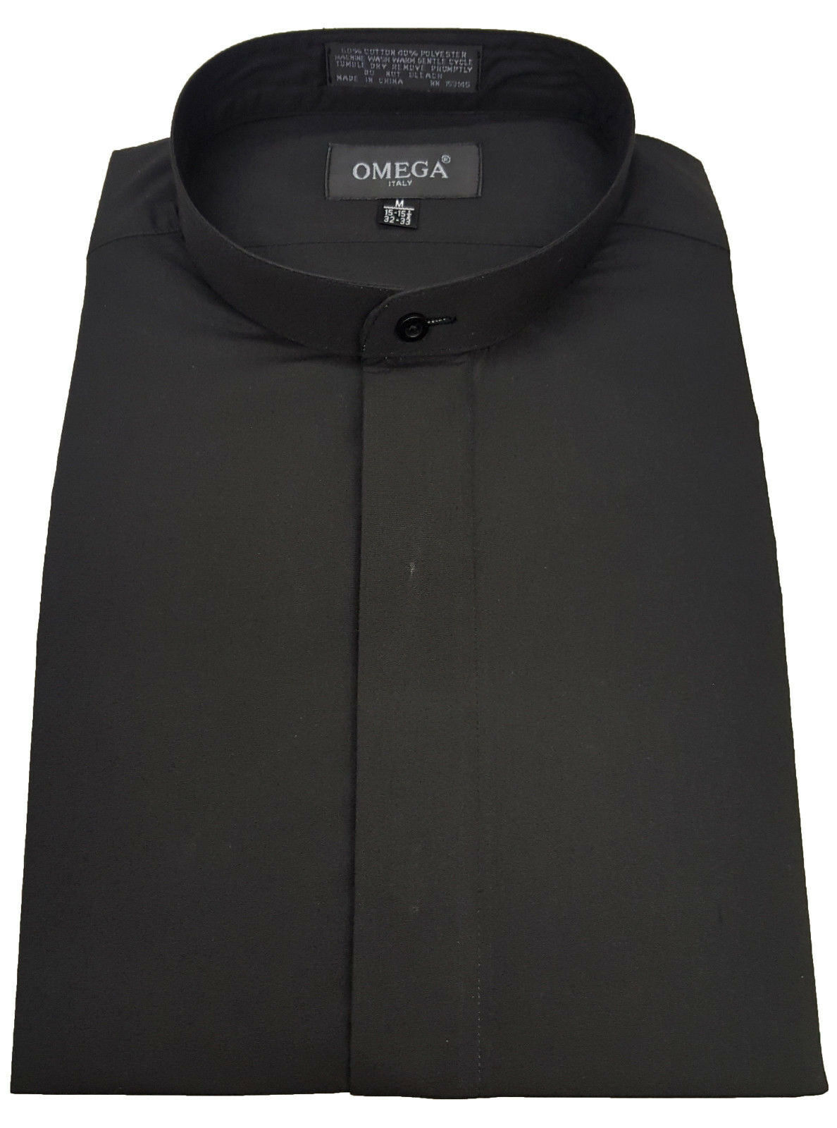 Men & Boy’s Mandarin Collar(banded Collar) Black Dress Shirt, Non Pleat