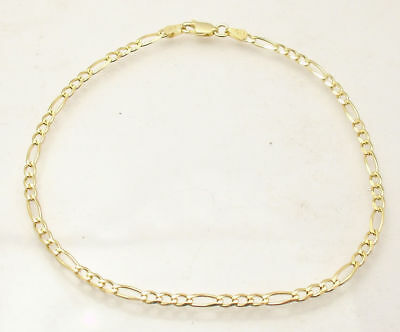 Italian Solid Royal Figaro Ankle Bracelet Anklet 14k Yellow Gold Clad Silver