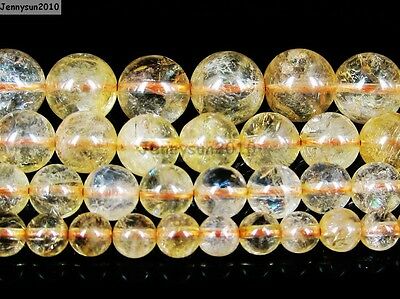 Aaa Natural Citrine Gemstone Round Loose Beads 15'' Strand 4mm 6mm 8mm 10mm 12mm